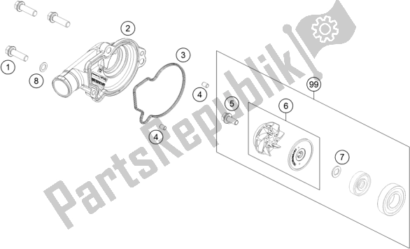 Todas las partes para Bomba De Agua de KTM 125 SX US 2018