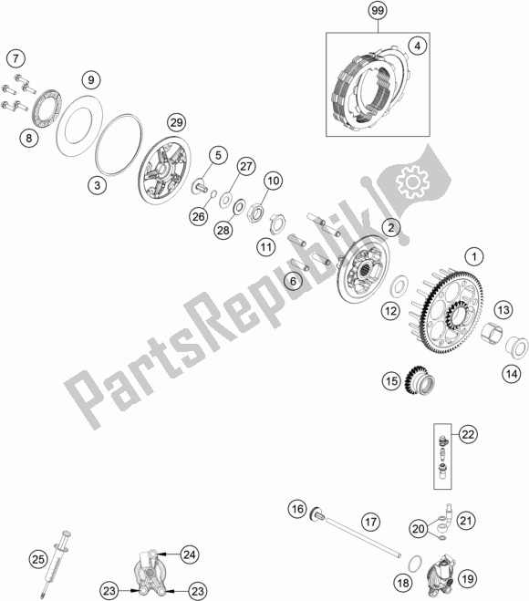 Tutte le parti per il Frizione del KTM 125 SX US 2019