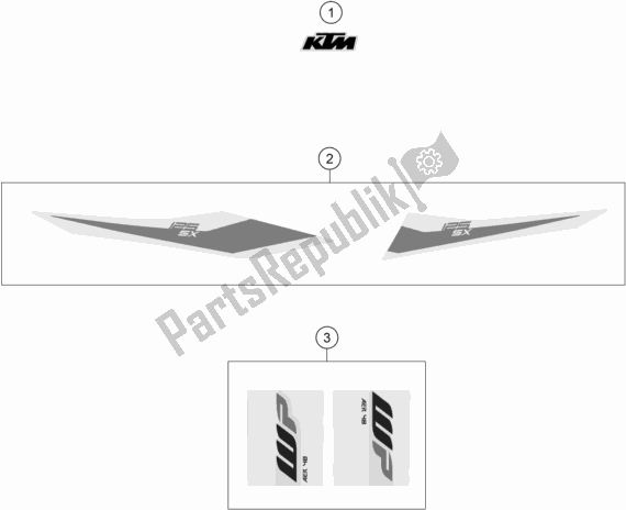 All parts for the Decal of the KTM 125 SX US 2019