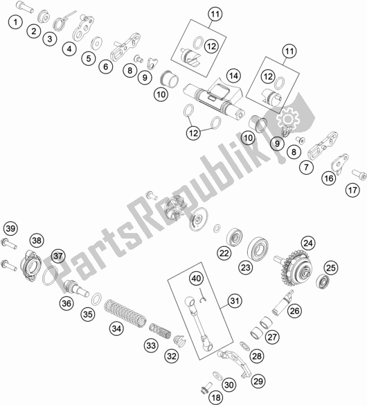 All parts for the Exhaust Control of the KTM 125 SX US 2019