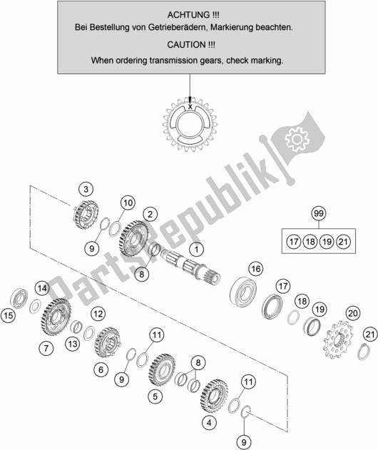 All parts for the Transmission Ii - Countershaft of the KTM 125 SX US 2019