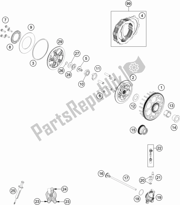 Tutte le parti per il Frizione del KTM 125 SX US 2020