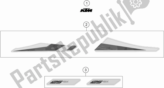 Tutte le parti per il Decalcomania del KTM 125 SX US 2020