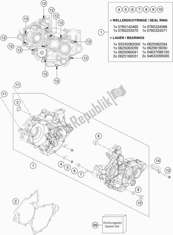 Tutte le parti per il Cassa Del Motore del KTM 125 SX US 2020