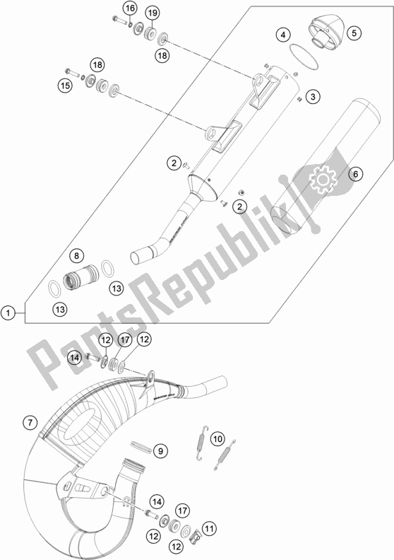 Alle onderdelen voor de Uitlaatsysteem van de KTM 125 SX US 2020