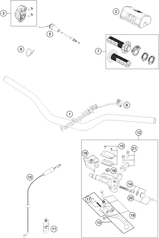 Todas as partes de Guiador, Controles do KTM 125 SX US 2020