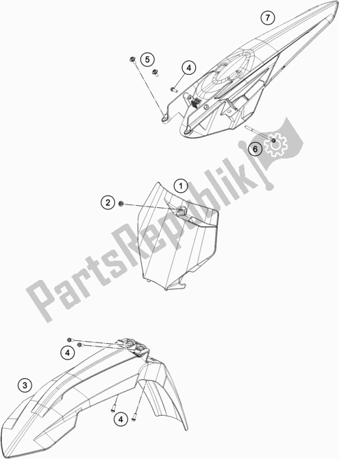 Tutte le parti per il Maschera, Parafanghi del KTM 125 SX US 2020