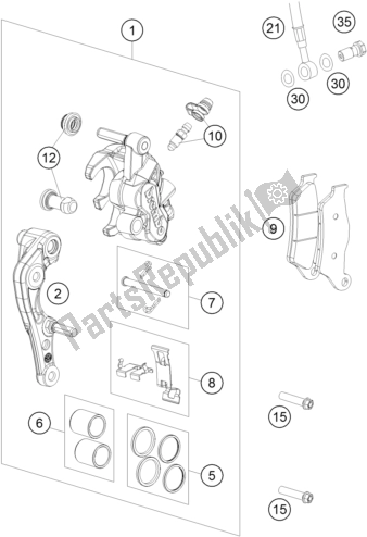 All parts for the Brake Caliper Front of the KTM 125 XC-W EU 2017