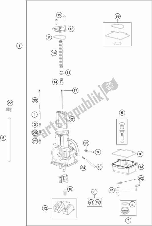 Alle onderdelen voor de Carburateur van de KTM 125 XC-W EU 2017