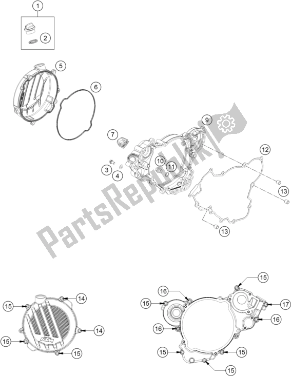 All parts for the Clutch Cover of the KTM 125 XC-W EU 2017