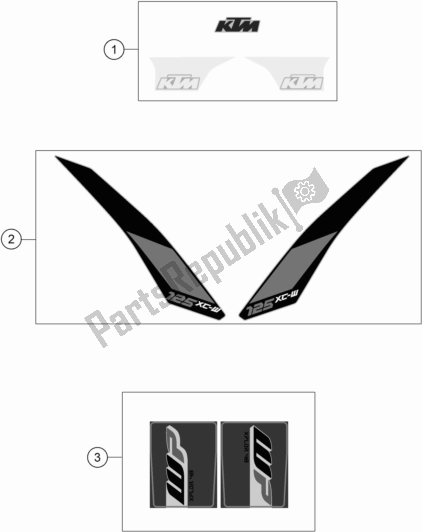 All parts for the Decal of the KTM 125 XC-W EU 2017