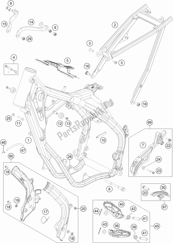 All parts for the Frame of the KTM 125 XC-W EU 2017