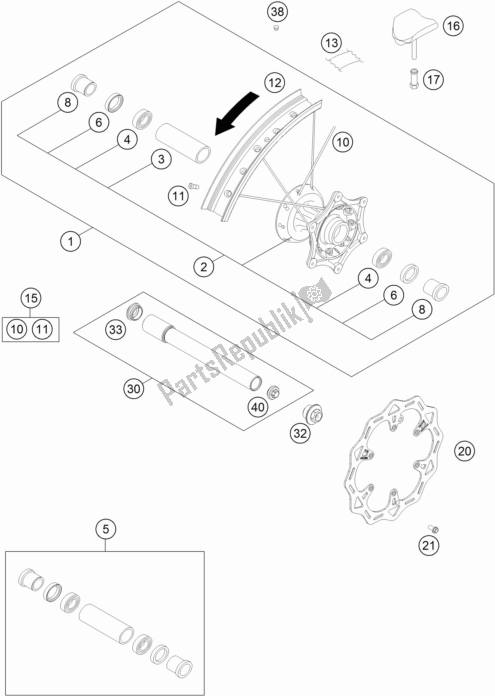 All parts for the Front Wheel of the KTM 125 XC-W EU 2017