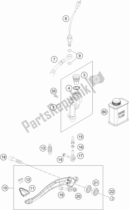 All parts for the Rear Brake Control of the KTM 125 XC-W EU 2017