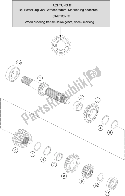 All parts for the Transmission I - Main Shaft of the KTM 125 XC-W EU 2017