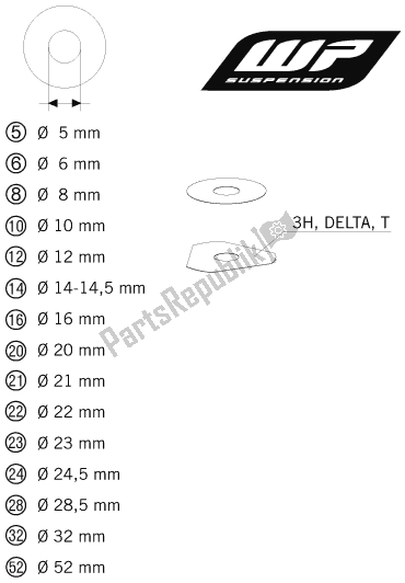 Todas as partes de Shims Wp Para Configuração do KTM 125 XC-W EU 2017