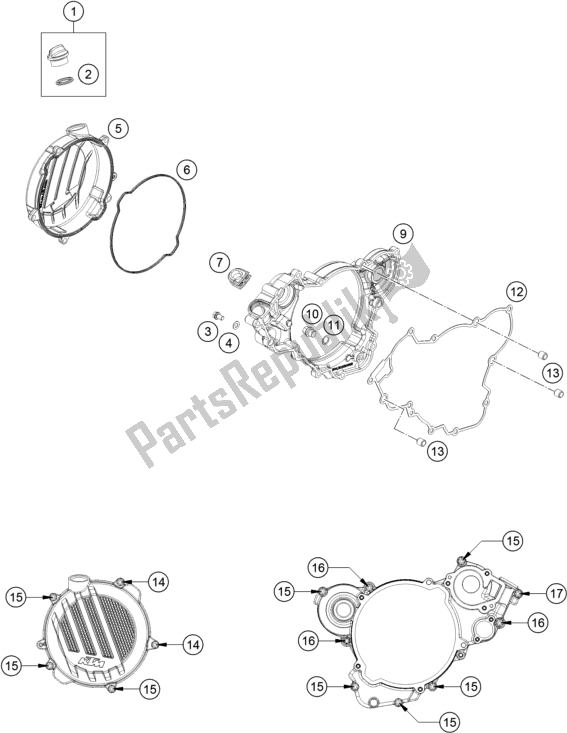 All parts for the Clutch Cover of the KTM 125 XC-W EU 2018