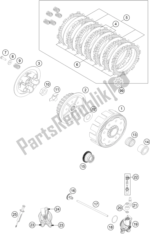 All parts for the Clutch of the KTM 125 XC-W EU 2018