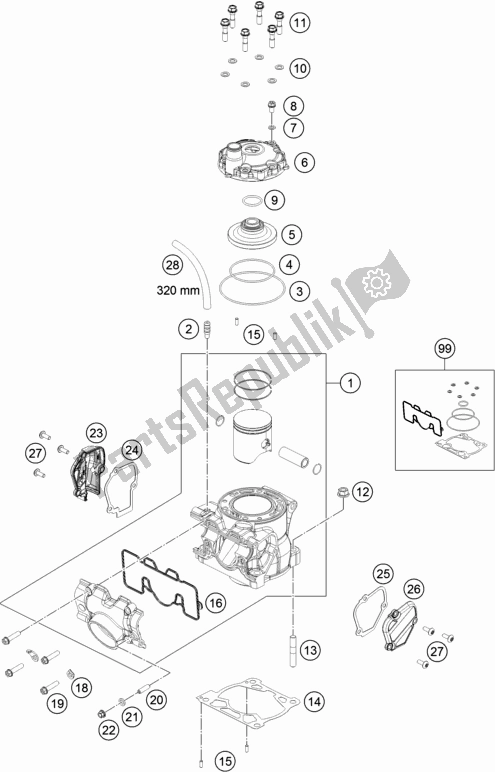 Wszystkie części do Cylinder, G? Owica Cylindrów KTM 125 XC-W EU 2018