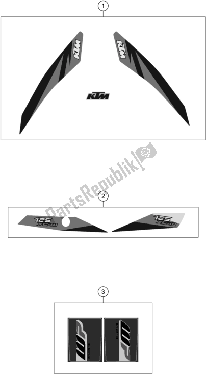 All parts for the Decal of the KTM 125 XC-W EU 2018