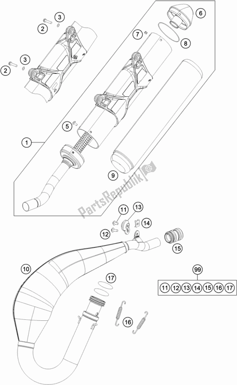 All parts for the Exhaust System of the KTM 125 XC-W EU 2018