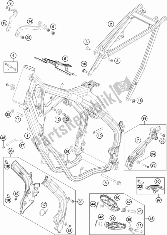 All parts for the Frame of the KTM 125 XC-W EU 2018