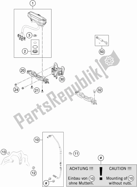 Todas as partes de Instrumentos / Sistema De Bloqueio do KTM 125 XC-W EU 2018