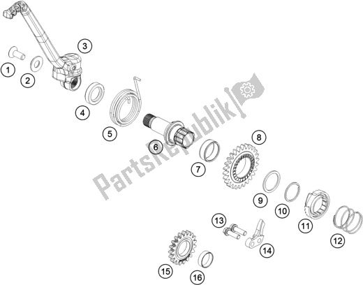 All parts for the Kick Starter of the KTM 125 XC-W EU 2018