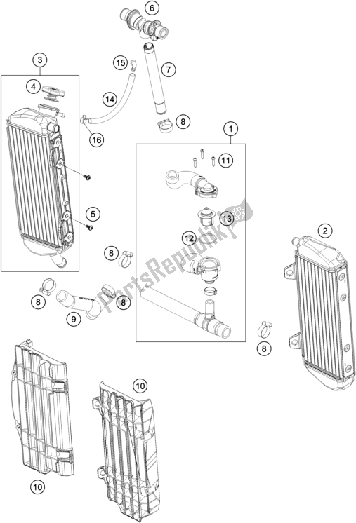 All parts for the Cooling System of the KTM 125 XC-W EU 2019