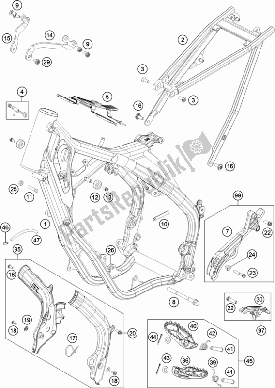 All parts for the Frame of the KTM 125 XC-W EU 2019