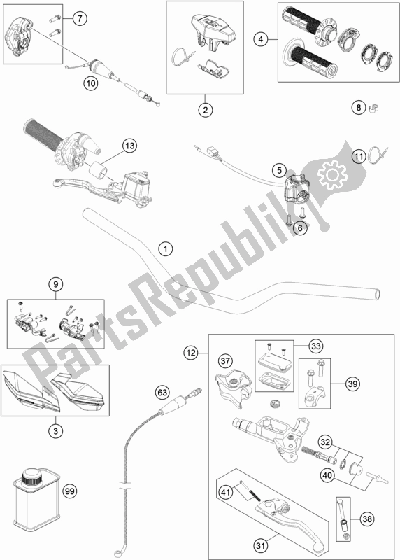 Tutte le parti per il Manubrio, Comandi del KTM 125 XC-W EU 2019