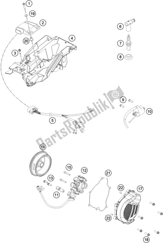 Wszystkie części do Sytem Zap? Onu KTM 125 XC-W EU 2019