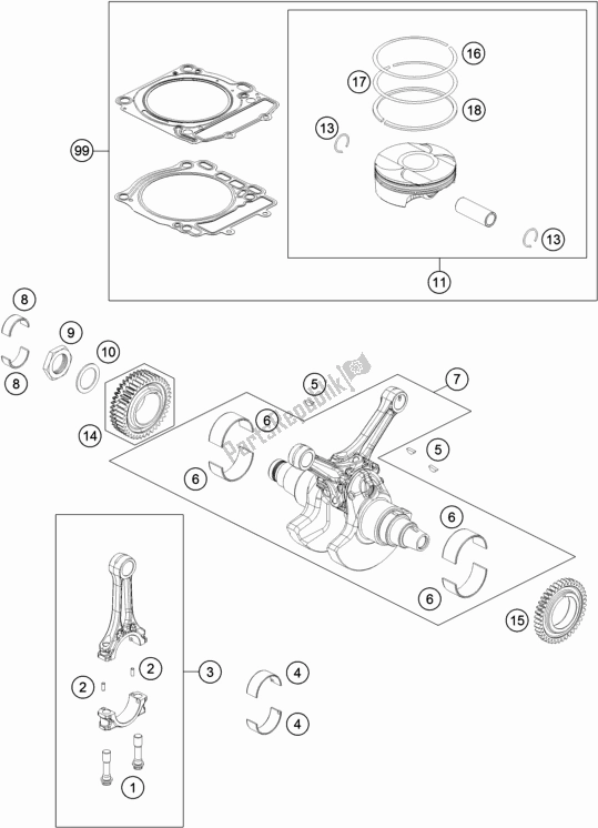 All parts for the Crankshaft, Piston of the KTM 1290 S Adventure S,silver 2019