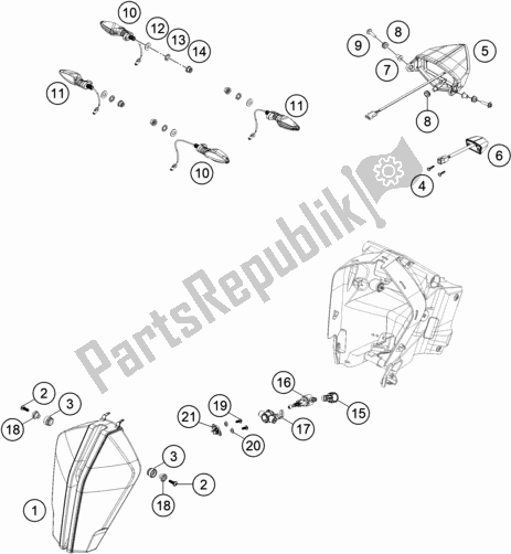 Todas as partes de Sistema De Luz do KTM 1290 S Adventure S,silver 2019