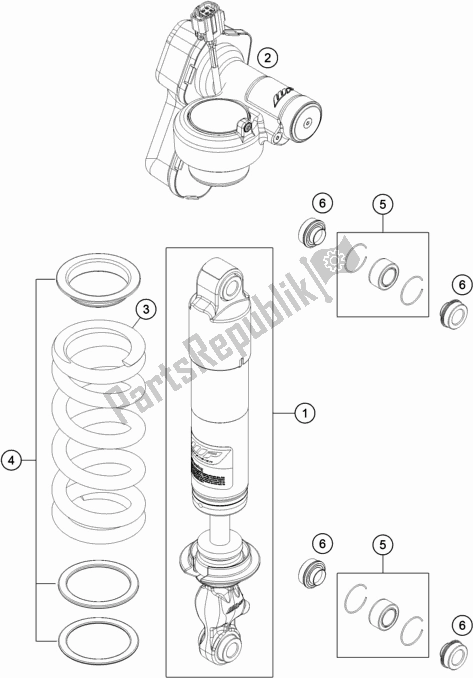 Todas las partes para Amortiguador Desmontado de KTM 1290 S Adventure S,silver 2019