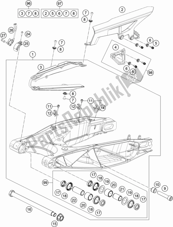 Tutte le parti per il Forcellone del KTM 1290 S Adventure S,silver 2019