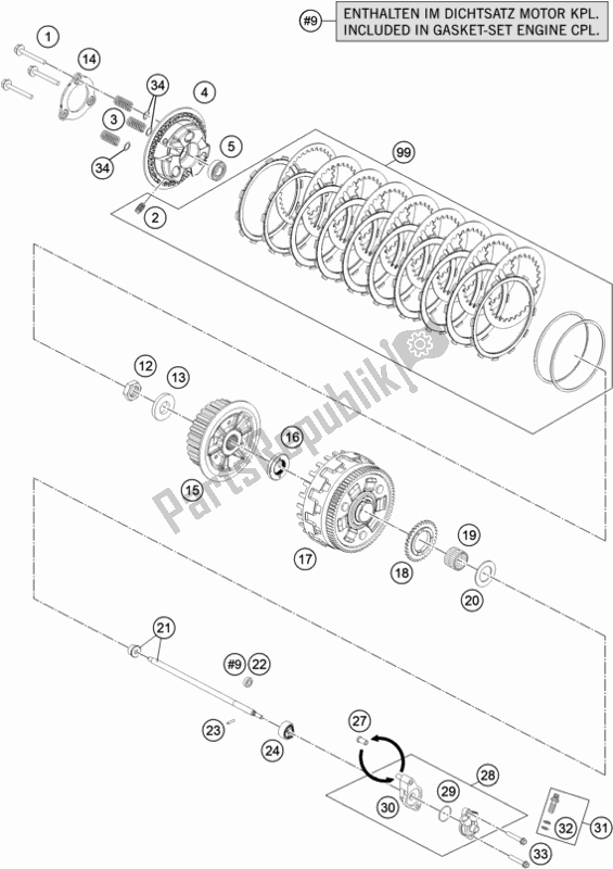 All parts for the Clutch of the KTM 1290 Super ADV. S Black 17 2017