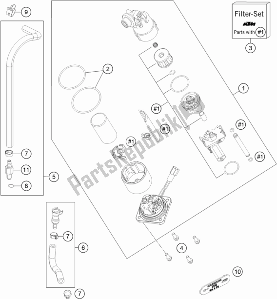 All parts for the Fuel Pump of the KTM 1290 Super ADV. S Black 17 2017