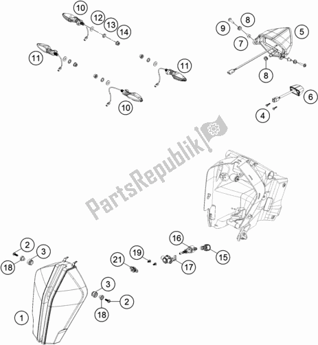 All parts for the Lighting System of the KTM 1290 Super ADV. S Black 17 2017