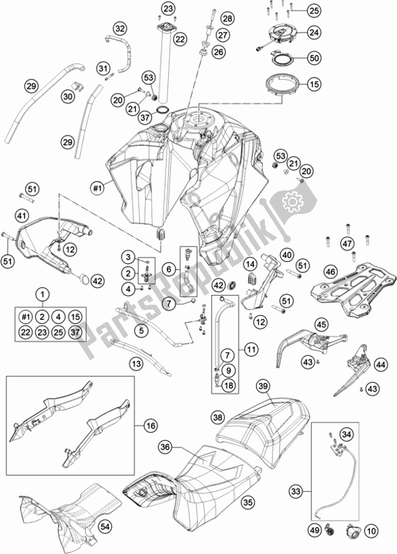 Tutte le parti per il Serbatoio, Sedile, Coperchio del KTM 1290 Super ADV. S Black 17 2017