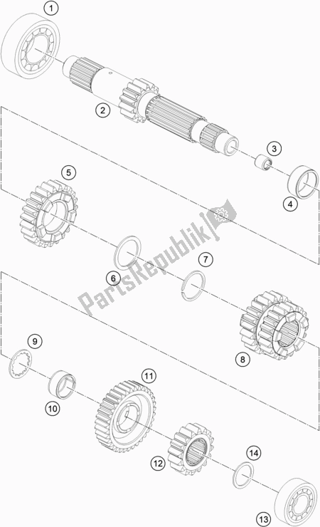 All parts for the Transmission I - Main Shaft of the KTM 1290 Super ADV. S Black 17 2017