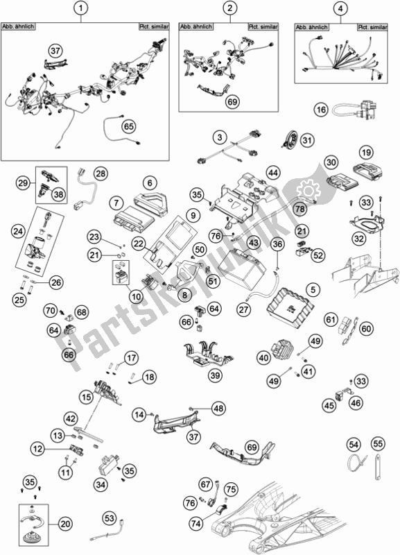 All parts for the Wiring Harness of the KTM 1290 Super ADV. S Black 17 2017