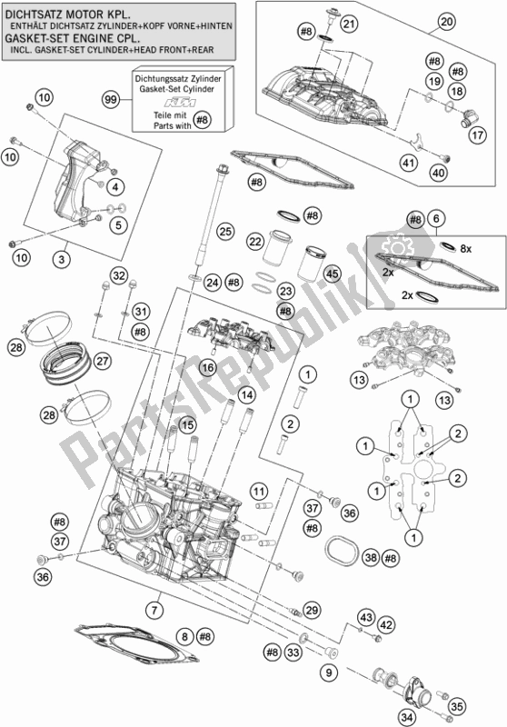 All parts for the Cylinder Head Rear of the KTM 1290 Super ADV. S Orange 17 2017