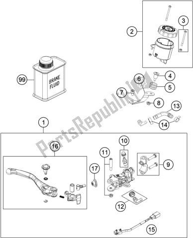 Toutes les pièces pour le Front Brake Control du KTM 1290 Super ADV. S Orange 17 2017