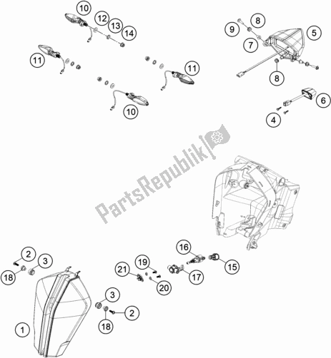 All parts for the Lighting System of the KTM 1290 Super ADV. S Orange 17 2017
