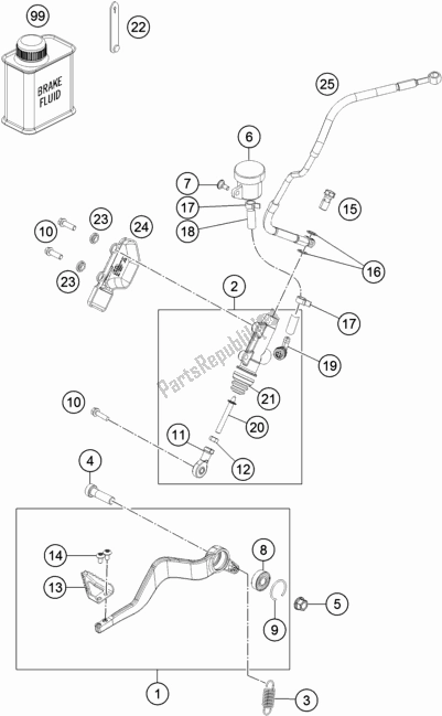 Todas las partes para Control De Freno Trasero de KTM 1290 Super ADV. S Orange 17 2017