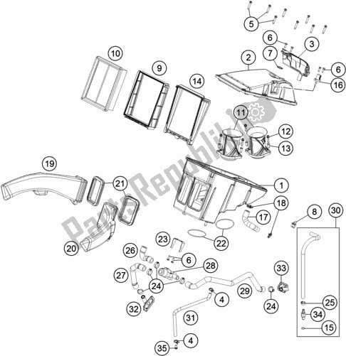 Toutes les pièces pour le Filtre à Air du KTM 1290 Super Adventure R EU 2017