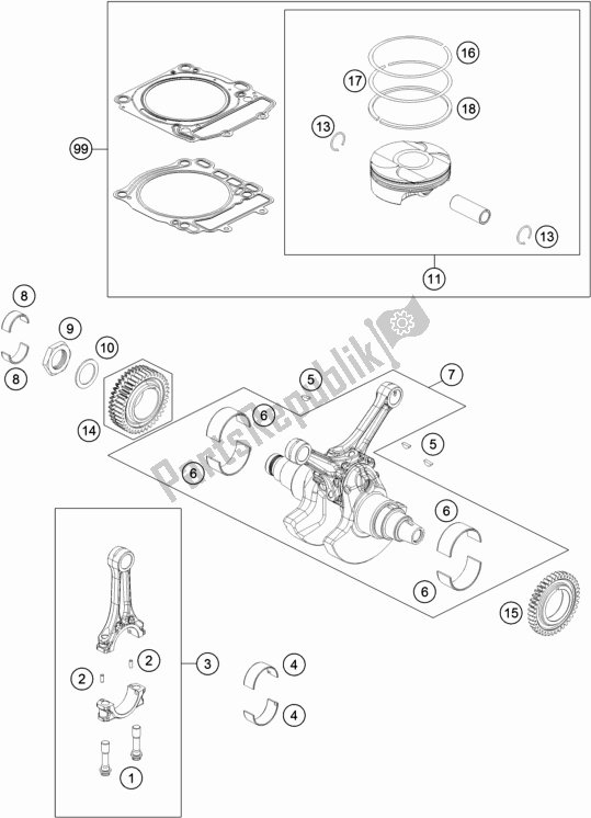 Toutes les pièces pour le Vilebrequin, Piston du KTM 1290 Super Adventure R EU 2017