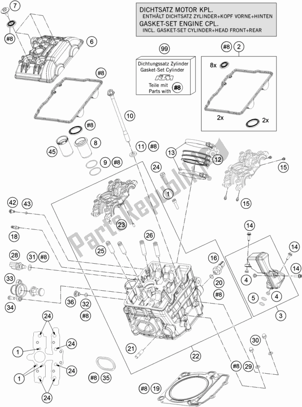 Alle onderdelen voor de Cilinderkop Voor van de KTM 1290 Super Adventure R EU 2017
