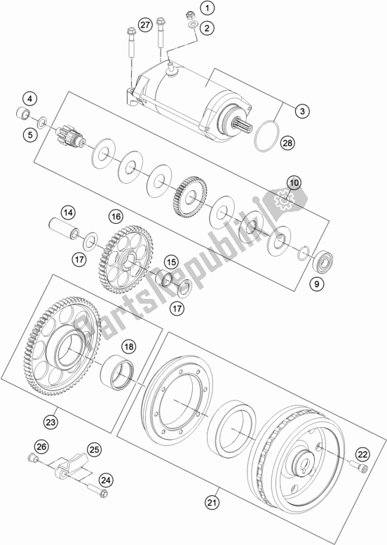 All parts for the Electric Starter of the KTM 1290 Super Adventure R EU 2017